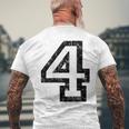 Numéro 4 NoirBlancintage No4 T-shirt imprimé au dos Cadeaux pour les vieillards