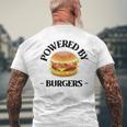 Powered By Burgers ファーストフード愛好家 面白いビーフバーガー メンズTシャツ バックプリント 高齢者への贈り物