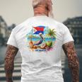 Sint Maarten Flag Pelican Rum Beach Coconut Island Souvenirs Men's Back Print T-Shirt Gifts for Old Men