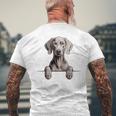 Weimaraner 面白い 覗き見ポケット 子犬 犬好き メンズTシャツ バックプリント 高齢者への贈り物