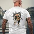 その壁を打ち破れ 三毛猫 福猫 面白 メンズTシャツ バックプリント 高齢者への贈り物