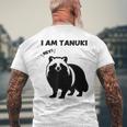 たぬきのシルエット I Am Tanuki おもしろ ユニーク 白黒 アニマル かわいい動物 狸 タヌキ 野生動物 メンズTシャツ バックプリント 高齢者への贈り物