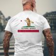 カリフォルニアシャツ、共和国旗カリフォルニアサーフィンベア メンズTシャツ バックプリント 高齢者への贈り物