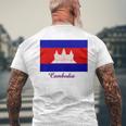 カンボジア カンボジア国旗 お土産 メンズTシャツ バックプリント 高齢者への贈り物