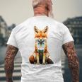 キツネ アニマル柄 グラフィック ポートレート イラスト 幾何学 キツネ メンズTシャツ バックプリント 高齢者への贈り物
