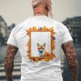 キツネ アニマル柄 モチーフ 紅葉 イラスト 自然 狐 メンズTシャツ バックプリント 高齢者への贈り物