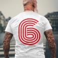 クールなレトロなレタリングジャージ、背番号6 6Eis メンズTシャツ バックプリント 高齢者への贈り物