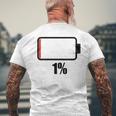 バッテリー1シャツ残り1バッテリーデッドシャツのバッテリー残量が少なくなりました。 メンズTシャツ バックプリント 高齢者への贈り物