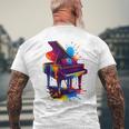 ピアノ ティー 楽器 ピアノ 長袖tシャツ メンズTシャツ バックプリント 高齢者への贈り物