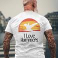 レトロ ヴィンテージ サンセット 2024 I Love Hummers コリブリ ハチドリ メンズTシャツ バックプリント 高齢者への贈り物