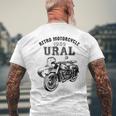 レトロモーターサイクルウラルtシャツ-ヴィンテージサイドカーモーターバイク メンズTシャツ バックプリント 高齢者への贈り物