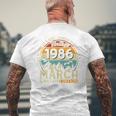 ヴィンテージカー 1986 年3月 40 歳の誕生日 1986 年のクラシックカー メンズTシャツ バックプリント 高齢者への贈り物