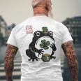 不機嫌そうなカエル 面白い 聖パトリックデー クローバーリーフ アニメ 日本語 メンズTシャツ バックプリント 高齢者への贈り物