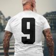 番号9 ナインスポーツジャージ 誕生日年齢 ラッキーナンバーブラック メンズTシャツ バックプリント 高齢者への贈り物