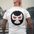 覆面レスラー マスク ピクセルアート ドット絵 怪人 プロレス メンズTシャツ バックプリント 高齢者への贈り物