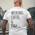週末コーヒーパグ犬 メンズTシャツ バックプリント 高齢者への贈り物