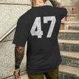 47 ジャージユニフォーム バーシティ スポーツ番号 47歳の誕生日 メンズTシャツ バックプリント 彼への贈り物