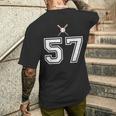 57 番 野球スタイル ヴィンテージホワイト メンズTシャツ バックプリント 彼への贈り物
