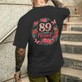 89歳の祝福された89歳のフローラル89歳の誕生日プレゼント メンズTシャツ バックプリント 彼への贈り物