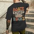 Agate Excited About Rocks ロック地質学オタク メンズTシャツ バックプリント 彼への贈り物