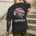 Chippewa ネイティブアメリカン アメリカ国旗 スカルヘッドレス 長袖tシャツ メンズTシャツ バックプリント 彼への贈り物