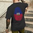 Haiti Flag Fingerprint Haitian For Haitians メンズTシャツ バックプリント 彼への贈り物