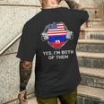 Half American Half Haitian Usa Haiti Flag メンズ レディース メンズTシャツ バックプリント 彼への贈り物