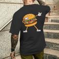 Hamburger チーズバーガー Burger Fast Food Cheeseburger Dabbing メンズTシャツ バックプリント 彼への贈り物