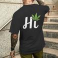 Hi Hello マリファナの葉 ハッピーファニー大麻 ウィード パイナップル メンズTシャツ バックプリント 彼への贈り物