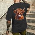 Highland Kuh Tiermotiv Lustiges Hochlandrind Kuhmotiv T-Shirt mit Rückendruck Geschenke für Ihn
