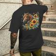 Horse Sunflower Butterfly Country Western Boho Horses Riding Men's Back Print T-Shirt Gifts for Him