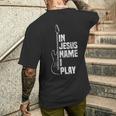 In Jesus Name I Play ギター クリスチャン ギタープレーヤー メンズTシャツ バックプリント 彼への贈り物