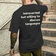 Introverted But Willing To Discuss Languages Introverts メンズTシャツ バックプリント 彼への贈り物