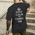 Keep Calm And Carry On ヴィンテージポスタープリント レトロ メンズTシャツ バックプリント 彼への贈り物