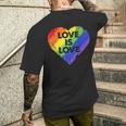 Lgbt Love Is Lovetシャツレトロハートゲイレズビアンプライド月間 メンズTシャツ バックプリント 彼への贈り物