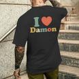 I Love Damon I Heart Damon レッド ハート バレンタイン メンズTシャツ バックプリント 彼への贈り物