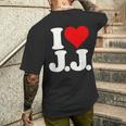 I Love Heart JJ Jj J J イニシャル メンズTシャツ バックプリント 彼への贈り物