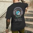 Low Batterytill Flowing 錦鯉 音楽 ヘッドホン 和風 低電力 共感 デザイン メンズTシャツ バックプリント 彼への贈り物