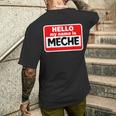 Meche Hello Hi My Name Is ネームオン カスタム メンズTシャツ バックプリント 彼への贈り物