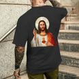 Myuperhero Is Jesus、Faith Love Godシャツ メンズTシャツ バックプリント 彼への贈り物