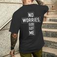 No Worries God-Got Me キリスト教 宗教 信仰 イエス 聖書 メンズTシャツ バックプリント 彼への贈り物