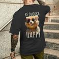 Be Quokka Happy クオッカ・ビー・クオッカ・ハッピー＆クオッカとスマイル メンズTシャツ バックプリント 彼への贈り物