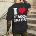Red Heart I Love Emo Boys メンズTシャツ バックプリント 彼への贈り物