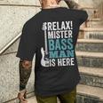 Relax Mister Bass Man Is Here ベースギター 楽器 ベーシスト メンズTシャツ バックプリント 彼への贈り物
