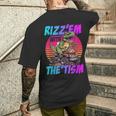 Rizz 'Em With The Tism 恐竜 T-Rex Meme Autism メンズTシャツ バックプリント 彼への贈り物