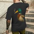 Stockente Ente Raucht Eine Zigaretteintage Lustige Ente Jagd T-Shirt mit Rückendruck Geschenke für Ihn