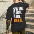 Swim Bike Run スイム バイク ラン ビール トライアスロン トライアスロン スポーツ メンズ レディース メンズTシャツ バックプリント 彼への贈り物