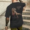 T Rex 恐竜 バスケットボール 面白い恐竜フープ メンズTシャツ バックプリント 彼への贈り物