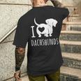 Wiener Dog ダックスフンド 犬 ペット愛好家 I Love Dachshunds メンズTシャツ バックプリント 彼への贈り物