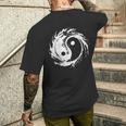 Ying Yang Flowtate 瞑想 水彩画 太極拳 メンズ レディース メンズTシャツ バックプリント 彼への贈り物